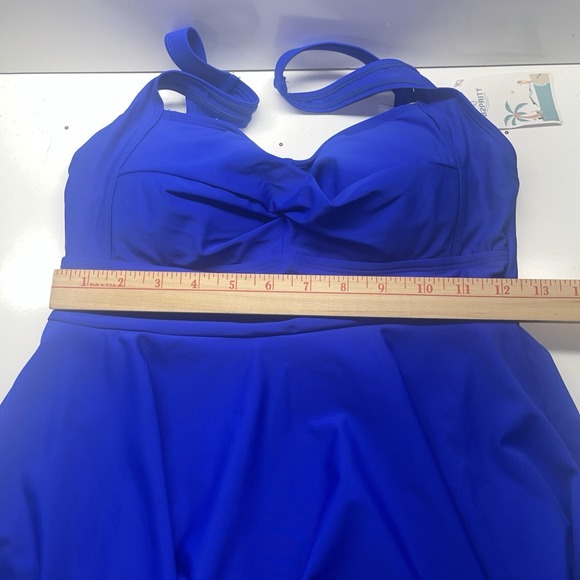 B2PRITY 1 Piece Ladies Swimdress Swimsuit Tummy Control Tummy Blue Swim Dress M‎ - Picture 2 of 5